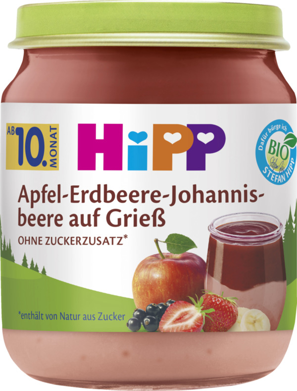 Bild 1 von HiPP Bio Apfel-Erdbeere-Johannisbeere auf Grieß