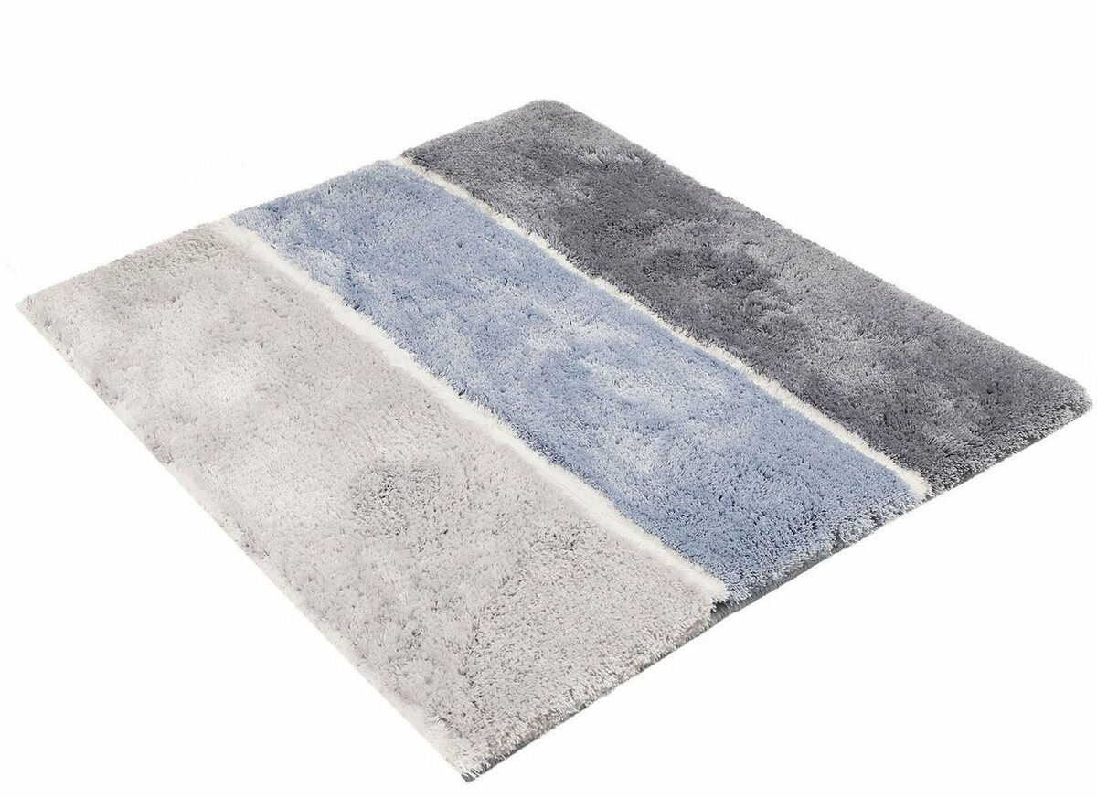 Bild 1 von Badematte Rio Marina Homie Living, Höhe 30 mm, rutschhemmend beschichtet, fußbodenheizungsgeeignet, schnell trocknend, Polyester, rechteckig, flauschiger Badteppich, modern gestreift, waschbar, Bad