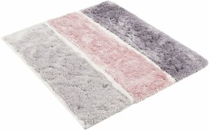 Badematte Rio Marina Homie Living, Höhe 30 mm, rutschhemmend beschichtet, fußbodenheizungsgeeignet, schnell trocknend, Polyester, rechteckig, flauschiger Badteppich, modern gestreift, waschbar, Bad