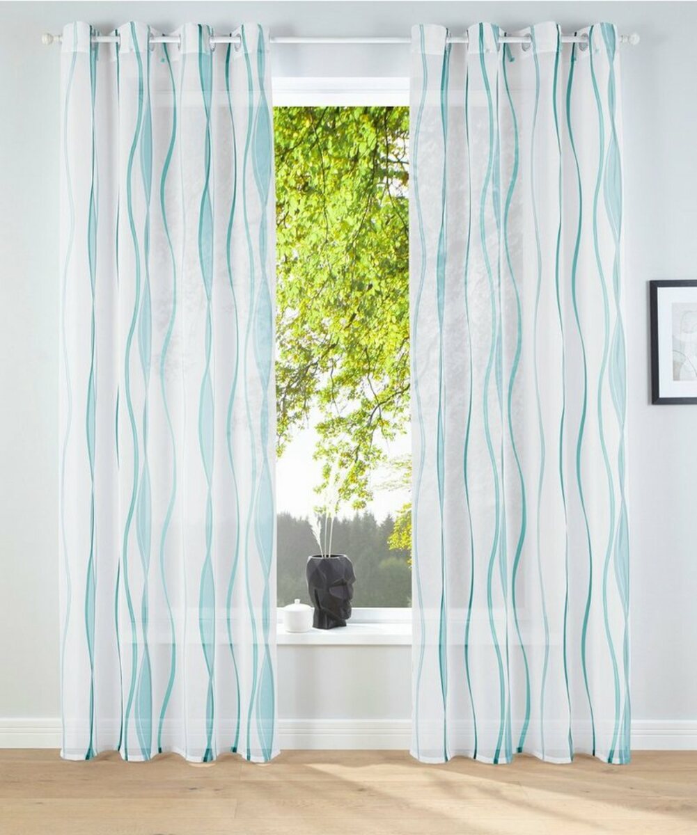 Bild 1 von Gardine Dimona, my home, Ösen (2 St), transparent, Voile, 2-er Set, transparent, Voile, Polyester, Wellen, Weiß