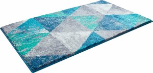Badematte Curati Grund, Höhe 20 mm, rutschhemmend beschichtet, strapazierfähig, Polyacryl, rechteckig, weiche Haptik, Blau