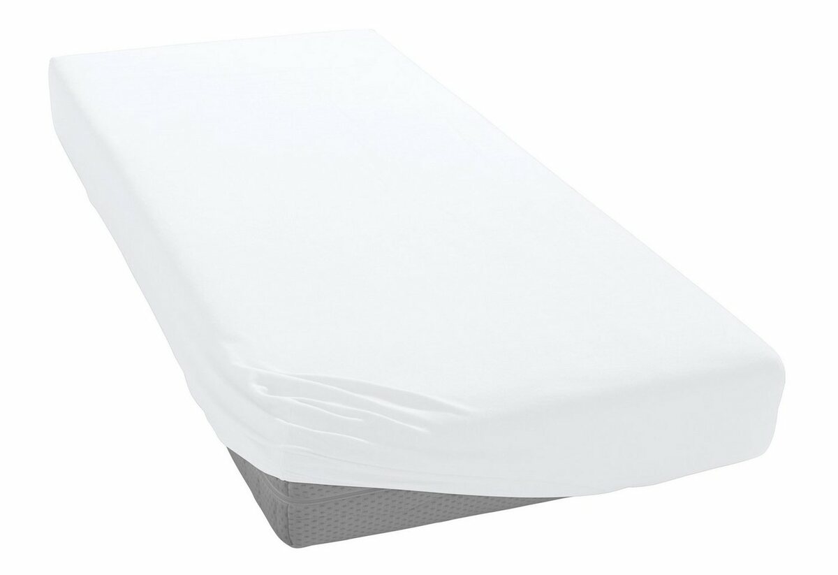 Bild 1 von Spannbettlaken Jupiter 8 in Gr. 90x200, 140x200 oder 180x200 cm, Irisette, Mako-Jersey, Gummizug: rundum, (1 Stück), aus Baumwolle, für Matratzen bis 23 cm Höhe, Bettlaken, Spannbetttuch, Weiß