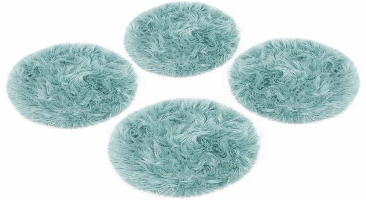 Bild 1 von Home affaire Sitzkissen Sitzauflage Dena, 4er Set, Kunstfell, rund, Ø 35 cm, Esszimmer, Wohnzimmer, Blau