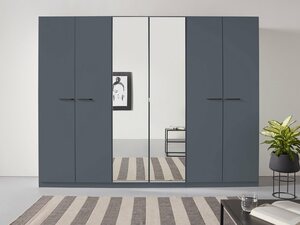 Rauch Drehtürenschrank Oteli inkl. Einteilung mit 3 Schubladen, zusätzl. Böden, auch mit Spiegel, Grau