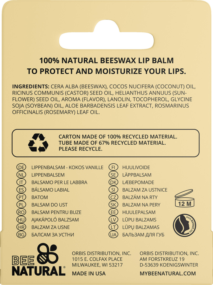 Bild 2 von Bee Natural Lippenbalsam Kokos Vanille