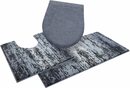 Bild 1 von Badematte Plank Grund, Höhe 20 mm, rutschhemmend beschichtet, schnell trocknend, Polyacryl, rechteckig, 3-tlg. Stand-WC Set, weiche Haptik, Made in Europe, Grau