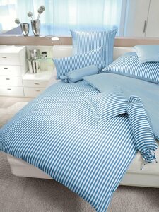 Wendebettwäsche modernclassic 3912, 100% Baumwolle, Janine, Mako-Satin, 2 teilig, mit Reißverschluss, Streifen Design, Blau