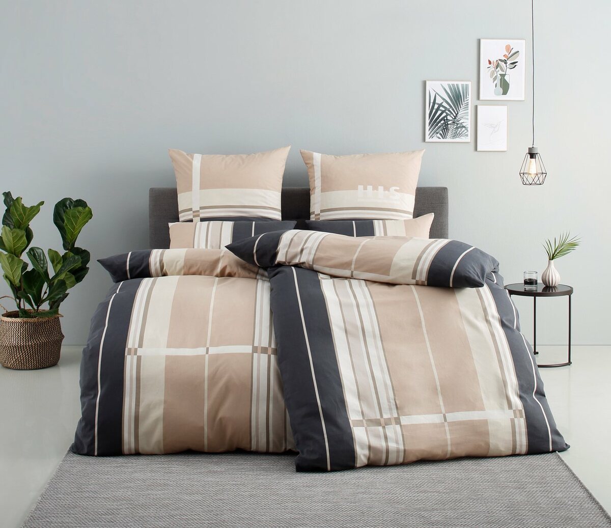 Bild 1 von Bettwäsche Golfi in Gr. 135x200 oder 155x220 cm, H.I.S, Linon, 2 teilig, Bettwäsche aus Baumwolle, sportliche Bettwäsche mit Streifen, Braun