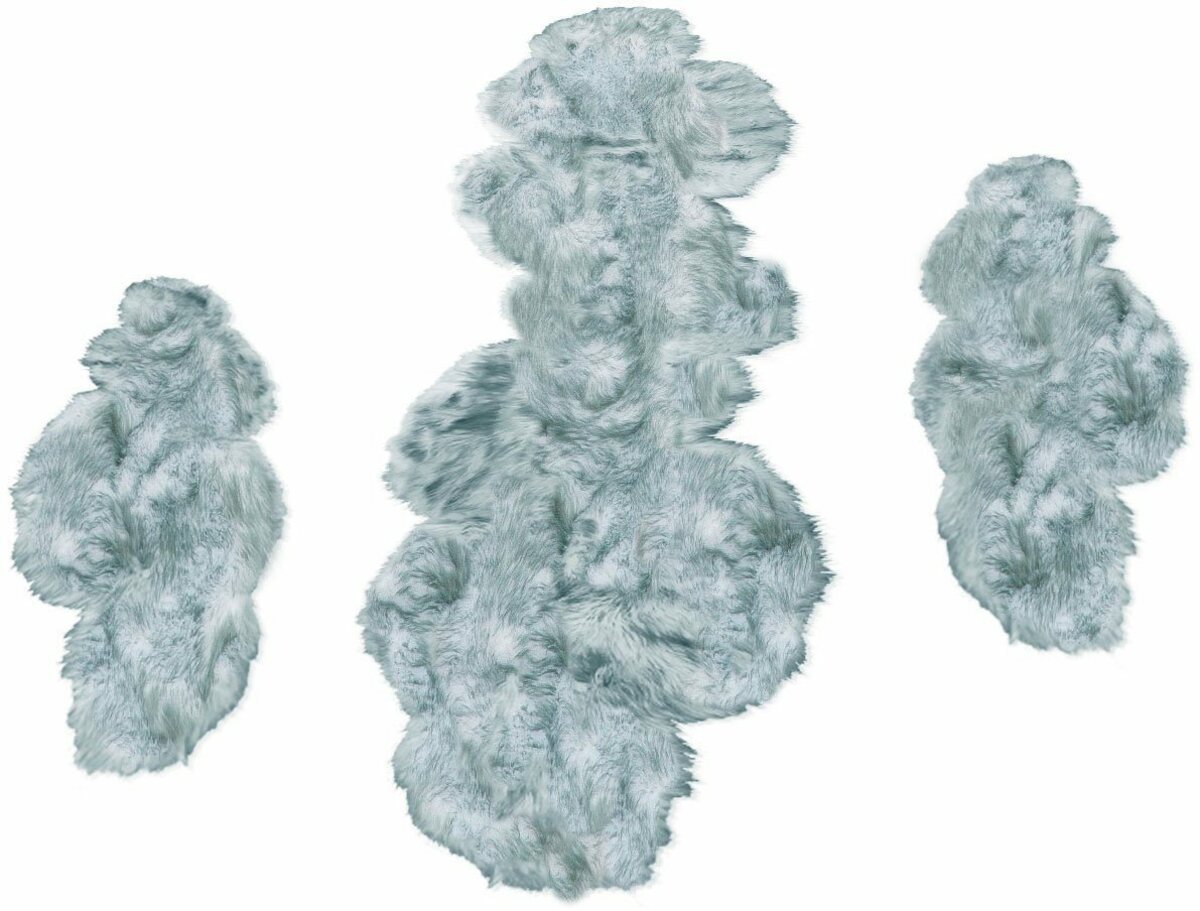 Bild 1 von Bettumrandung Sammo my home, Höhe 60 mm, Kunstfell, besonders weich, fußbodenheizungsgeeignet, Wolken-Form, Blau