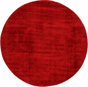 Teppich Ava Viskoseteppich, carpetfine, rund, Höhe: 13 mm, Seidenoptik, leichter Glanz, Wohnzimmer, Rot