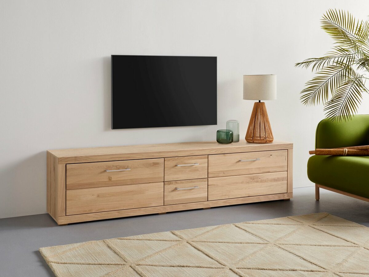 Bild 1 von VOGL Möbelfabrik Lowboard 1237, Massivholzfront, Breite ca. 211 cm, mit Softclose Funktion, Beige