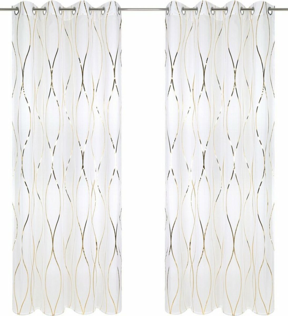 Bild 1 von Gardine Alfie, my home, Ösen (1 St), transparent, Polyester, mit Foliendruck, transparent, glatt, gemustert, Goldfarben|weiß
