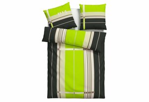 Bettwäsche Golfi in Gr. 135x200 oder 155x220 cm, H.I.S, Linon, 2 teilig, Bettwäsche aus Baumwolle, sportliche Bettwäsche mit Streifen, Grün