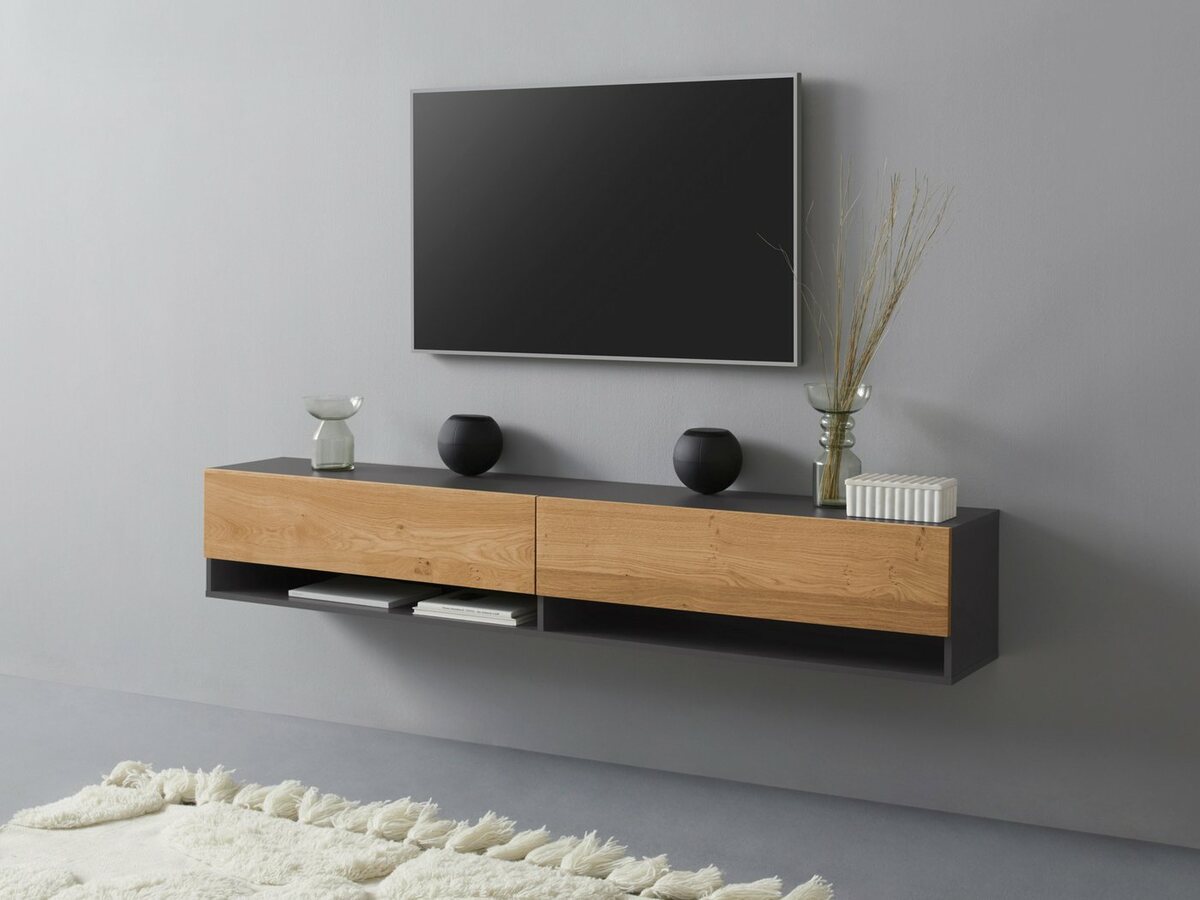 Bild 1 von VOGL Möbelfabrik Lowboard 1237, Breite 184 cm, hängend und stehend, Front Eiche furniert, Grau