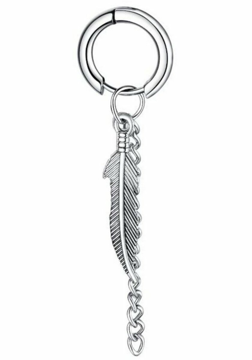 Bild 1 von Firetti Single-Creole Schmuck Geschenk, Feder, zu Hoodie, Kleid, Shirt, Jeans, Sneaker! Anlass Geburtstag Weihnachten, Schwarz|silberfarben