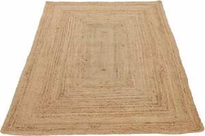 Teppich Nele Juteteppich Naturfaser, carpetfine, rechteckig, Höhe: 6 mm, geflochtener Wendeteppich aus 100% Jute, quadratisch und als Läufer, Beige