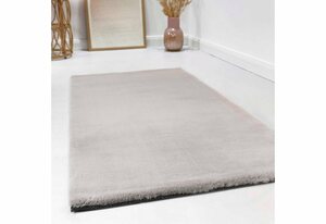 Hochflor-Teppich Alice Kunstfell, Esprit, rechteckig, Höhe: 25 mm, Kaninchenfell-Haptik, besonders weich und dicht, für alle Räume, Beige|grau