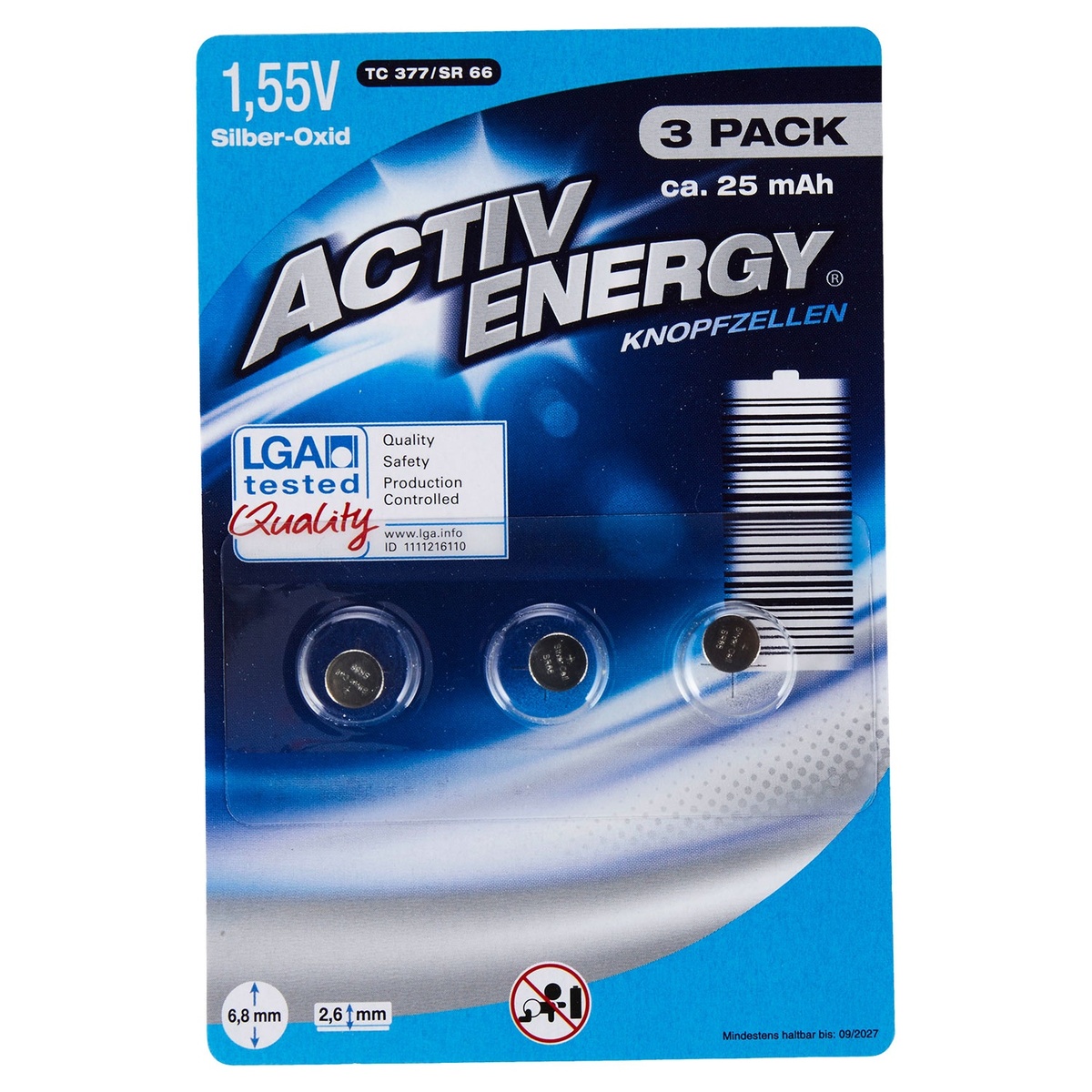 Bild 1 von ACTIV ENERGY Knopfzellen, 3er-Packung