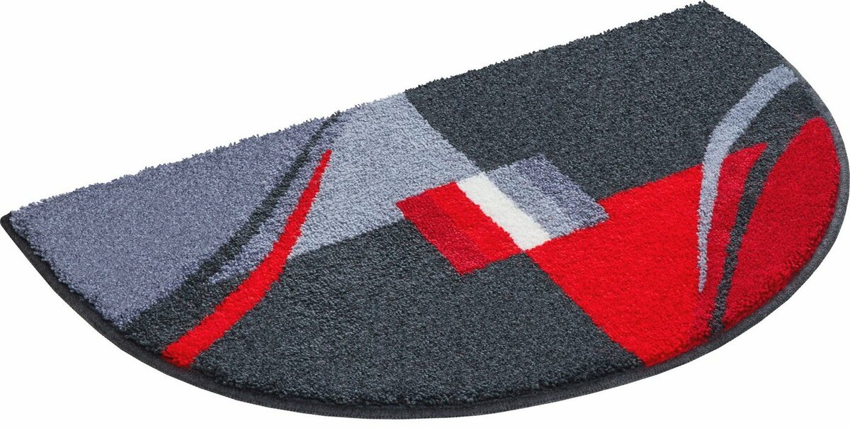 Bild 1 von Badematte Altair Grund, Höhe 20 mm, rutschhemmend beschichtet, schnell trocknend, Polyacryl, halbrund, grafisches Design, Badematten auch als 3 teiliges Set erhältlich, Rot