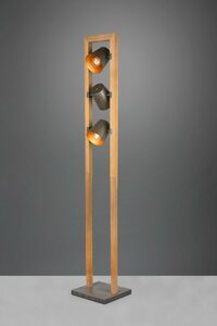 TRIO Leuchten Stehlampe Bell, Leuchtmittel wechselbar, ohne Leuchtmittel, Warmweiß, 3-flammig mit Schirmen in Glocken-Optik, Holz-Nickel-Antik Kombination, Silberfarben