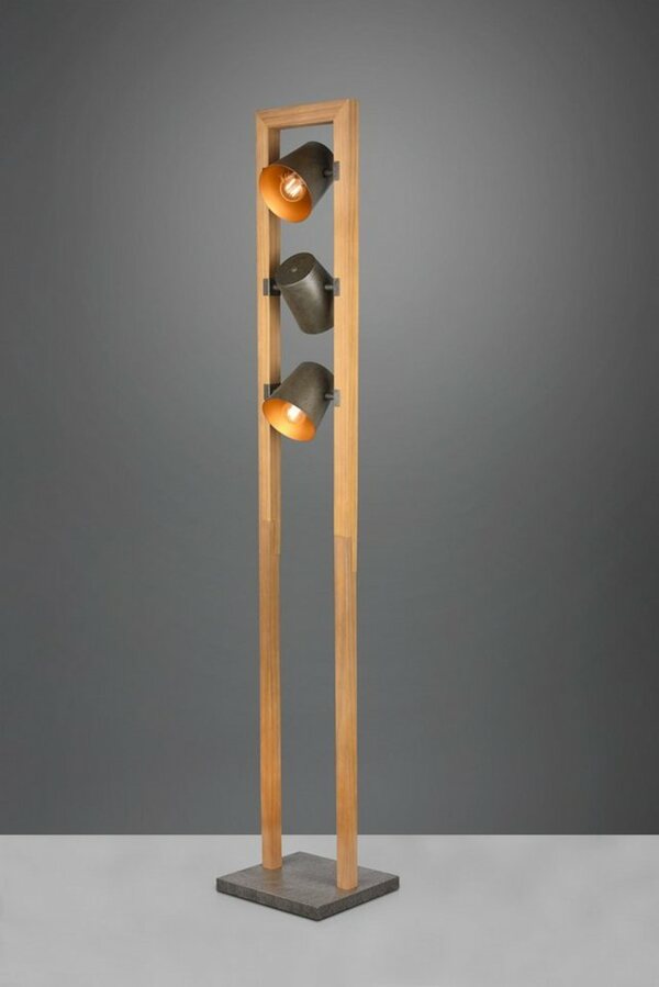 Bild 1 von TRIO Leuchten Stehlampe Bell, Leuchtmittel wechselbar, ohne Leuchtmittel, Warmweiß, 3-flammig mit Schirmen in Glocken-Optik, Holz-Nickel-Antik Kombination, Silberfarben
