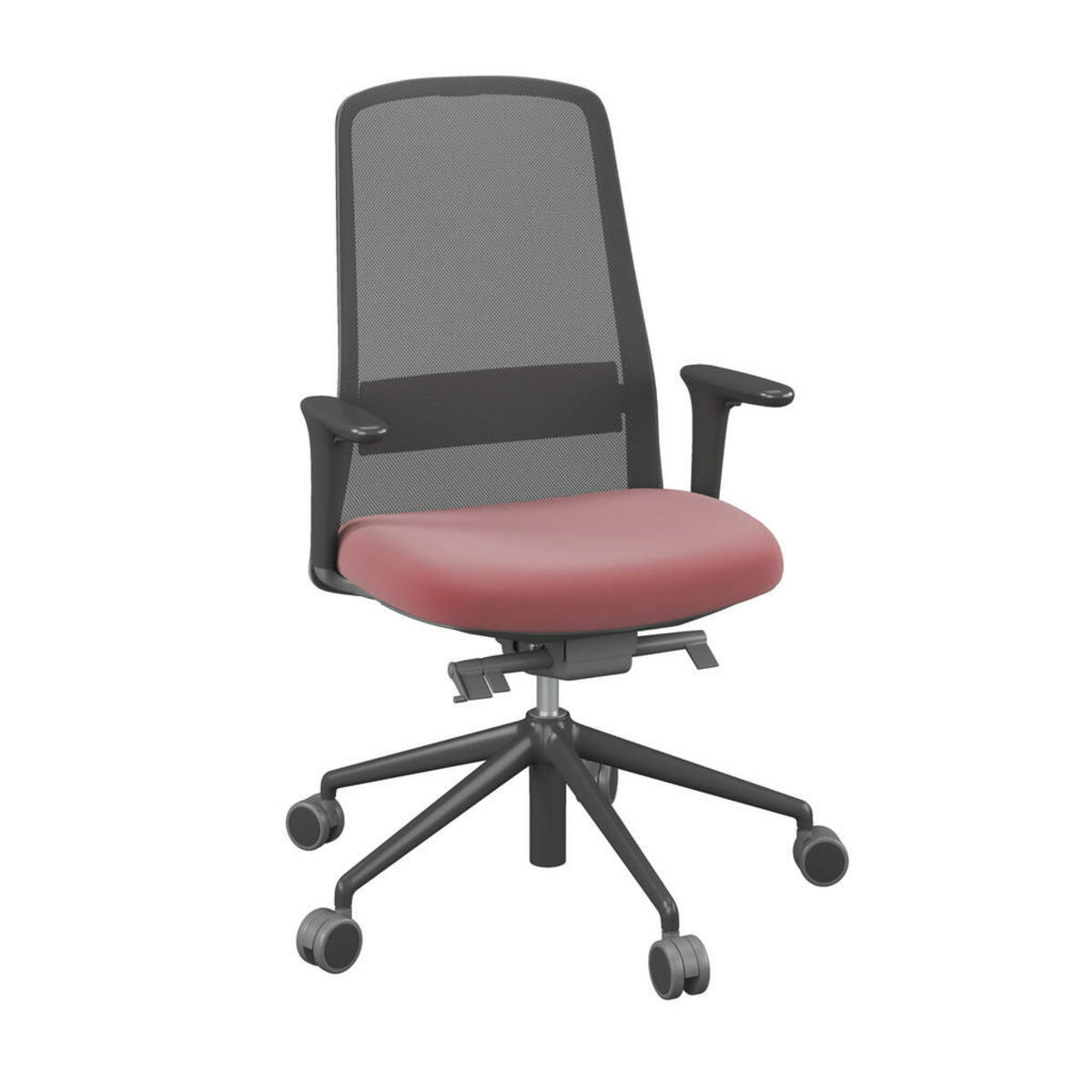 Bild 1 von Novel Drehstuhl, Schwarz, Weinrot, Metall, Kunststoff, Textil, Drehkreuz, 70x103-115x70 cm, Stoffauswahl, Sitzfläche 360° drehbar, Arbeitszimmer, Bürostühle, Drehstühle