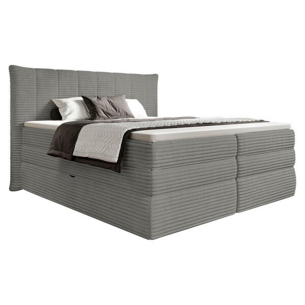 Bild 1 von Esposa Boxspringbett, Grau, Textil, H2, 7-Zonen, Höhe ca. 17,5 cm, 180x200 cm, Made in EU, Oeko-Tex® Standard 100, FSC Mix, gepolstertes Kopfteil, Federkernmatratze, Stoffauswahl, Topper durchgehen