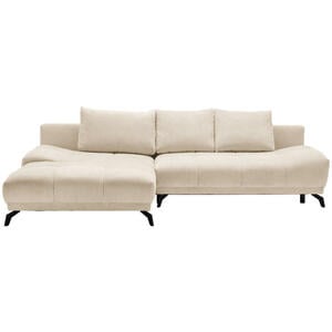 Hom`in Ecksofa, Creme, Textil, 5-Sitzer, Füllung: Schaumstoff, Ottomane links, L-Form, 290x182 cm, Stoffauswahl, seitenverkehrt erhältlich, Schlafen auf Sitzhöhe, Wohnzimmer, Sofas & Couches, Wohn