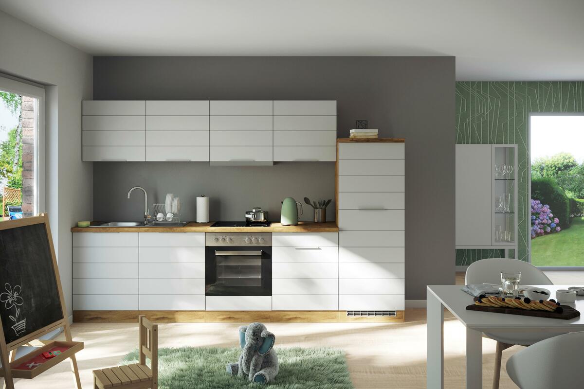 Bild 1 von Küchenblock ''Florenz'', Weiß/Eiche Wotan, Weiß, Eiche Wotan