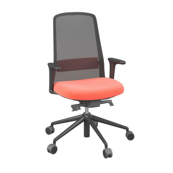 Bild 1 von Novel Drehstuhl, Orange, Schwarz, Metall, Kunststoff, Textil, Drehkreuz, 70x103-115x70 cm, Stoffauswahl, Sitzfläche 360° drehbar, Arbeitszimmer, Bürostühle, Drehstühle