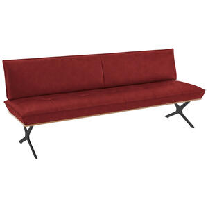 Koinor Sitzbank, Rot, Schwarz, Holz, Metall, Leder, Echtleder, Büffelleder, Nussbaum, furniert, 3-Sitzer, 214x88x66 cm, Goldenes M, Dgm, Fußauswahl, Lederauswahl, Stoffauswahl, Typenauswahl, mit R