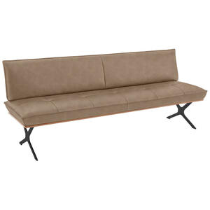 Koinor Sitzbank, Schwarz, Beige, Holz, Metall, Leder, Echtleder, Büffelleder, Nussbaum, furniert, 3-Sitzer, 214x88x66 cm, Goldenes M, Dgm, Fußauswahl, Lederauswahl, Stoffauswahl, Typenauswahl, mit
