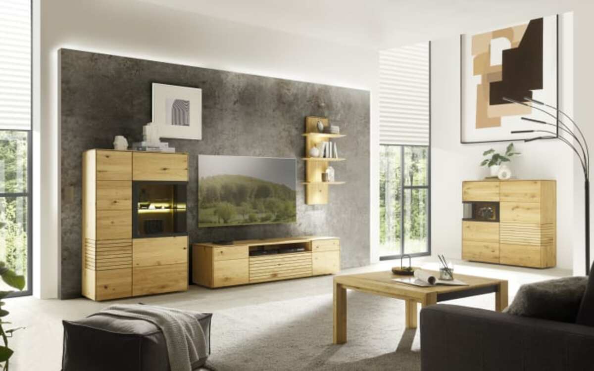 Bild 2 von Decker - Wohnwand Kulma, Astige Edelkastanie natur geölt massiv