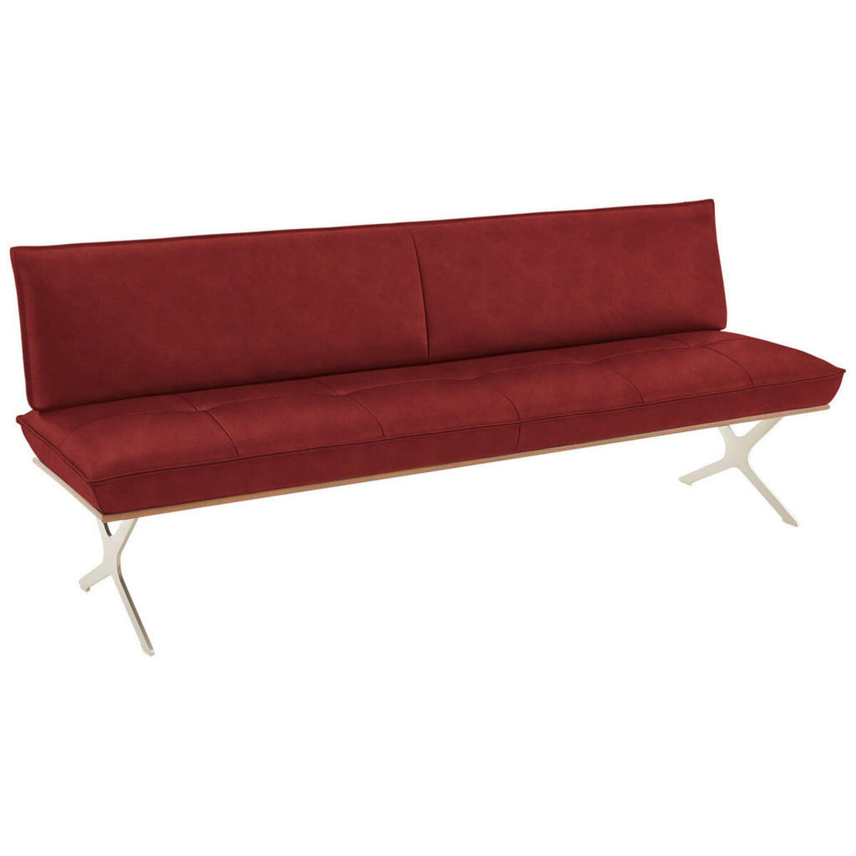 Bild 1 von Koinor Sitzbank, Rot, Edelstahl, Holz, Metall, Leder, Echtleder, Büffelleder, Nussbaum, furniert, 3-Sitzer, 214x88x66 cm, Dgm, Goldenes M, Lederauswahl, Stoffauswahl, Typenauswahl, Fußauswahl, mit