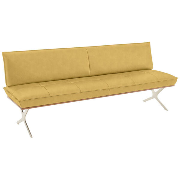 Bild 1 von Koinor Sitzbank, Gelb, Edelstahl, Holz, Metall, Leder, Echtleder, Büffelleder, Nussbaum, furniert, 3-Sitzer, 214x88x66 cm, Dgm, Goldenes M, Lederauswahl, Stoffauswahl, Typenauswahl, Fußauswahl, mit