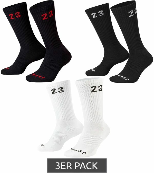 Bild 1 von 3er Pack NIKE Jordan Essential Cushioned Herren Sport-Socken mit Dri-FIT Crew-Strümpfe DA5718 Schwarz oder Weiß