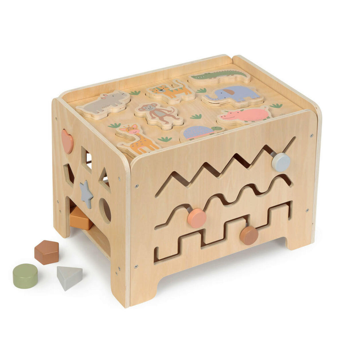 Bild 1 von Musterkind Motorikspiel, Natur, Holz, Textil, 32x32 cm, EN 71, CE, Spielzeug, Babyspielzeug, Motorikspielzeug