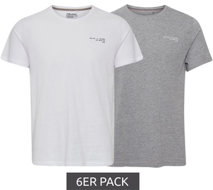 6er Pack BLEND Tee Herren Sommer T-Shirt mit Palmendruck Baumwoll-Shirt 20712077 Weiß oder Grau