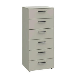 Xora Kommode Primolar Garda, Hellgrau, Metall, 6 Schubladen, 50x118x41 cm, Typenauswahl, stehend, in verschiedenen Größen erhältlich, Garderobe, Garderoben Kommoden