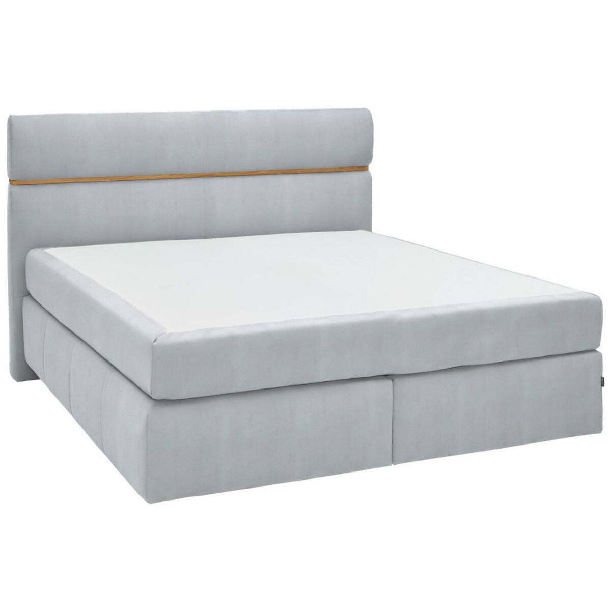 Bild 1 von Dieter Knoll Boxspringbett, Eiche, Hellgrau, Textil, Eiche, furniert, H2 + H3, 7-Zonen, Höhe ca. 22 cm, 180x200 cm, Über- und Sondergrößen erhältlich, gepolstertes Kopfteil, Stoffauswahl, Ledera