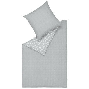 Esprit Wendebettwäsche E-Scatter Big, Grau, Hellgrau, Textil, Schriftzug, 155 cm, Oeko-Tex® Standard 100, hautfreundlich, angenehm wärmend, samtiger Griff, weiche und anschmiegsame Oberfläche, Sc