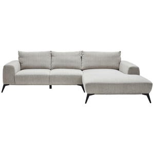 Stylife Ecksofa, Hellgrau, Textil, 3-Sitzer, Füllung: Schaumstoff, Ottomane rechts, L-Form, 298x187 cm, Stoffauswahl, seitenverkehrt erhältlich, Hocker erhältlich, Wohnzimmer, Sofas & Couches, Woh