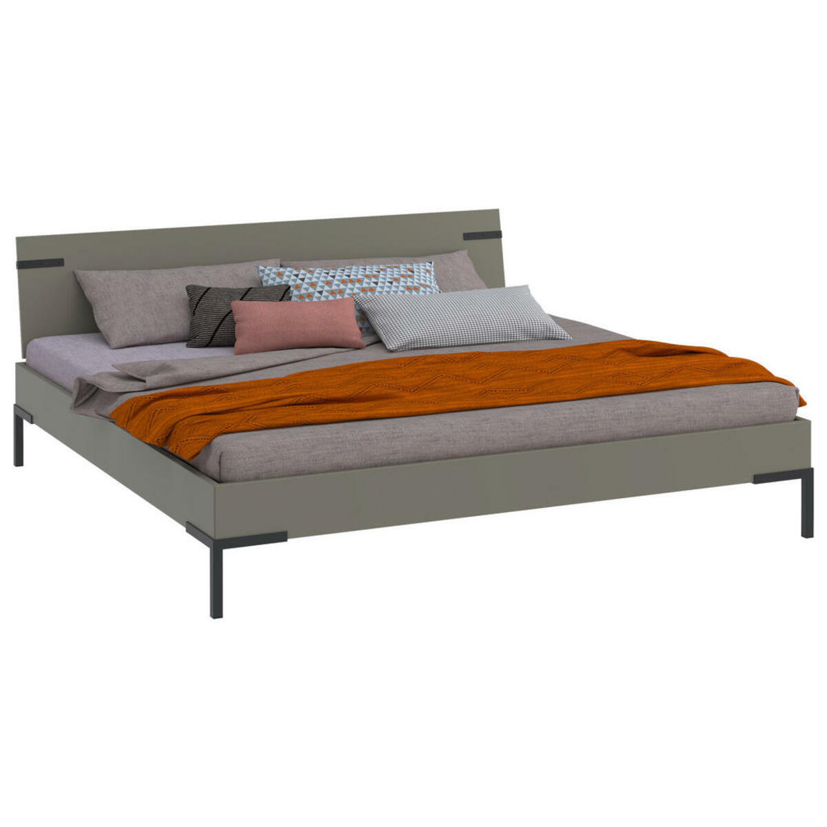 Bild 1 von Xora Bett Primolar, Grau, Grün, Metall, 200x200 cm, in verschiedenen Holzdekoren erhältlich, Größen für Lattenrost geeignet, Schlafzimmer, Betten, Futonbetten