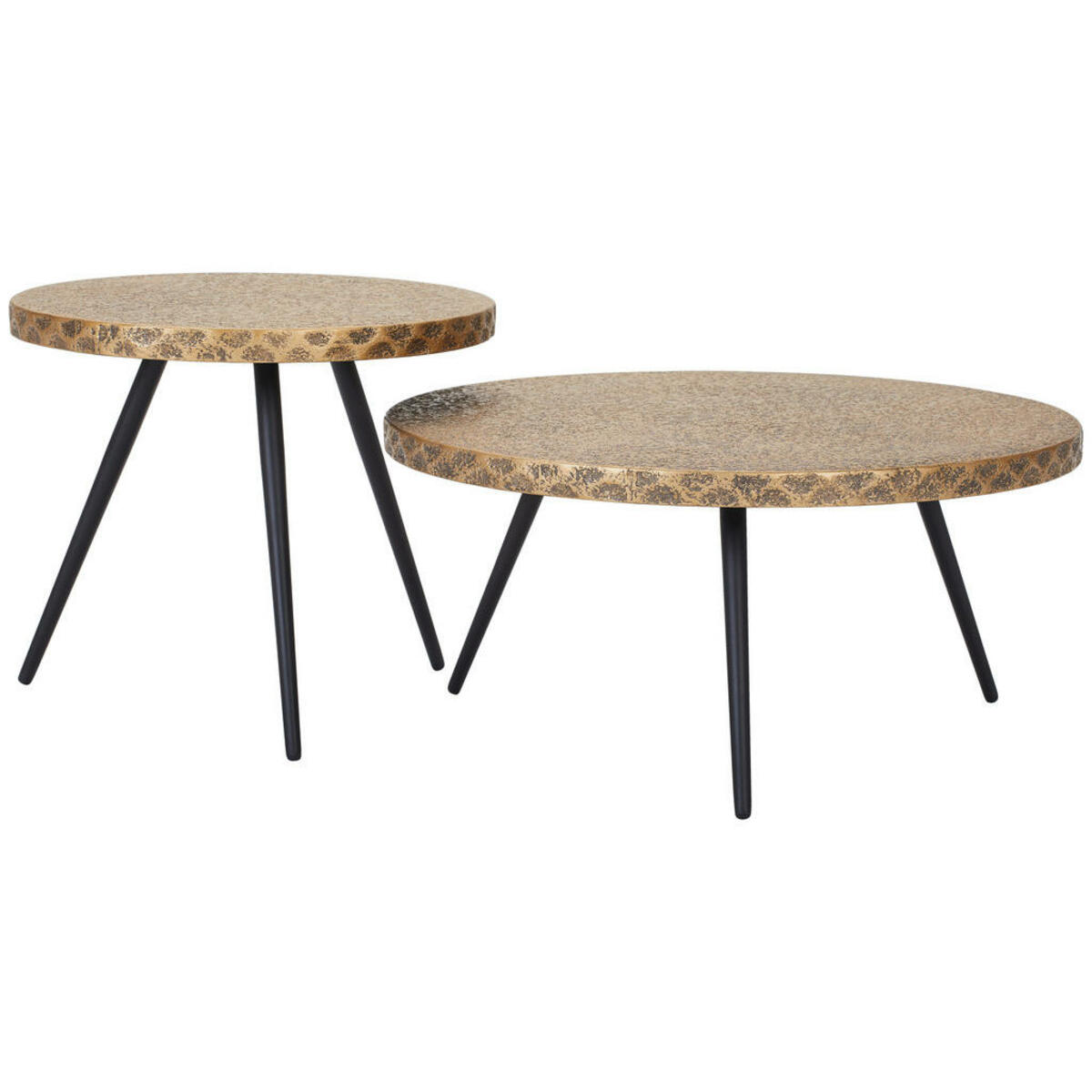 Bild 1 von Ambia Home Couchtischset, Schwarz, Bronze, Metall, 2-teilig, Struktur, rund, konisch, 50-70x33-43 cm, einfacher Aufbau, Wohnzimmer, Wohnzimmertische, Couchtische, Metall-Couchtische