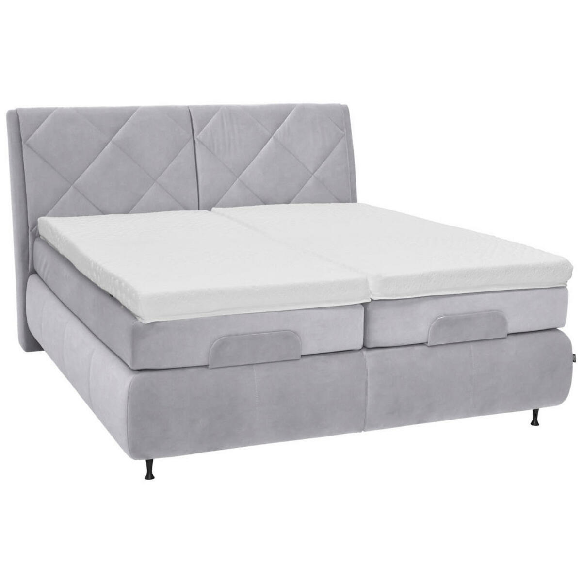 Bild 1 von Dieter Knoll Boxspringbett, Hellgrau, Textil, H2 + H3, 7-Zonen, Höhe ca. 19 cm, 180x200 cm, Matratze, gepolstertes Kopfteil, Stoffauswahl, Lederauswahl, in verschiedenen Größen erhältlich, Schlaf