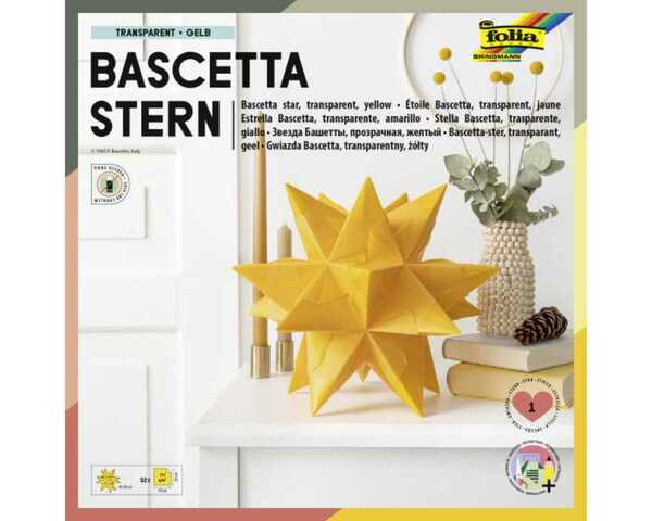 Bild 1 von Folia Bascetta Stern-Set 20 x 20 cm 115 g/m² gelb/transparent 32 Blatt
