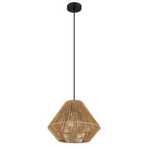 Globo Hängeleuchte Houdini, Natur, Schwarz, Metall, Kunststoff, Naturmaterialien, 120 cm, Lampen & Leuchten, Innenbeleuchtung, Hängelampen, Esstischlampen