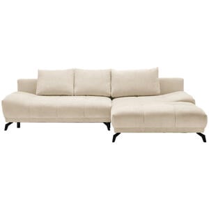 Hom`in Ecksofa, Creme, Textil, 5-Sitzer, Füllung: Schaumstoff, Ottomane rechts, L-Form, 290x182 cm, Stoffauswahl, seitenverkehrt erhältlich, Schlafen auf Sitzhöhe, Wohnzimmer, Sofas & Couches, Woh