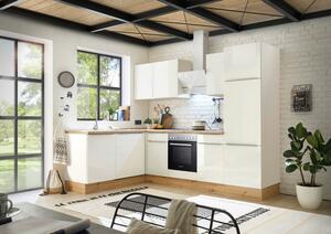 Eckküche mit Geräten 280x170 cm Weiß/Eiche Dekor, modern, Weiß, Weiß Hochglanz