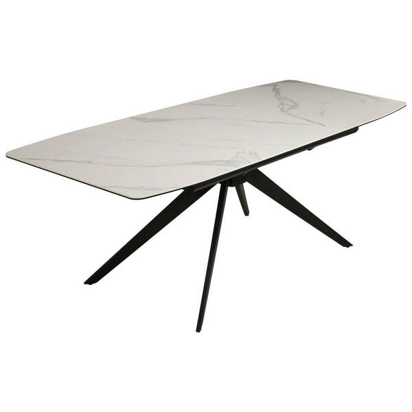 Bild 1 von Hom`in Esstisch, Weiß, Schwarz, Metall, Keramik, bootsförmig, Flachrohr, konisch, 90x76 cm, ausziehbar, Variantenauswahl, Esszimmer, Tische, Esstische